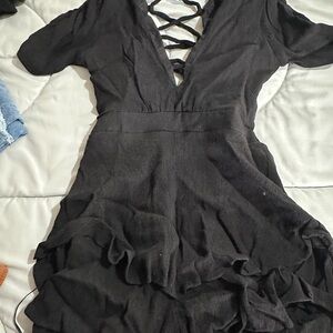 Elegant Black Ruffled romper